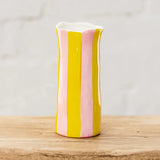 Medium Vase Pink & Yellow Stripe