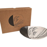 Coastal Toetoe Dipped Black On White - 24cm Bowl