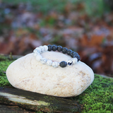 White Howlite Yin & Yang Lava Stone Bracelet