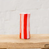 Small Vase Red & Pink Stripe