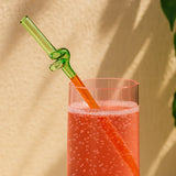 Reusable Glass Straw - Curly Green/Amber