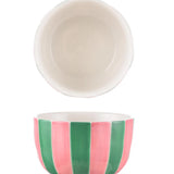 Small Bowl - Pink and Green Stripe