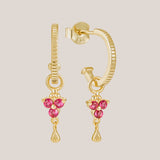 Gold Birthstone Hoops - July/Ruby
