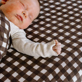 Organic Fitted Cot Sheet - Choc Gingham