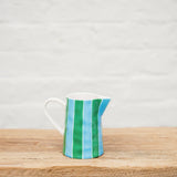 Milk Jug - Green & Cornflower Stripes