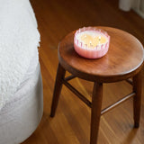 Ripple Large Pink Glass Candle-Desert Peach