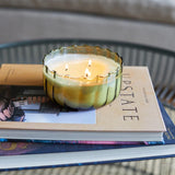 Ripple Large Green Glass Candle - Secret Garden