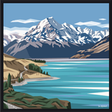Mt Cook, Lake Pukaki 2 - Black Box Frame