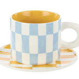 Check Mug & Plate Set / Blue