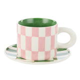 Check Mug & Plate Set - Pink
