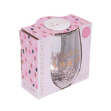 Celebration Birthday Glitter Stemless Glass & Badge Set