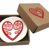 Red Aroha Fern On White 7cm - Bowl