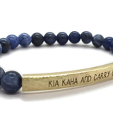 Blue Sodalite Gemstone Bracelet - Kia Kaha & Carry On