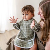 Sleeved Bib - Khaki Gingham
