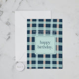 Happy Birthday Blue Gingham - Card