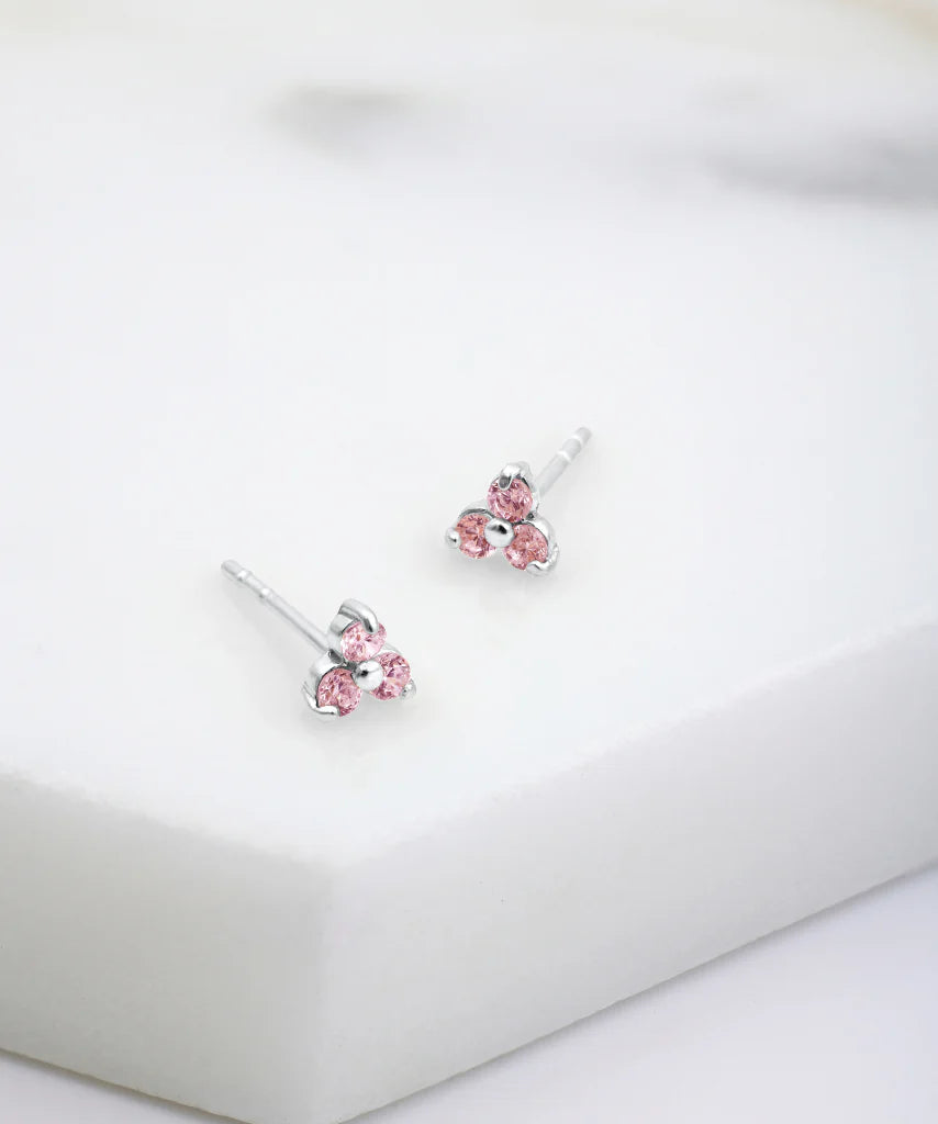 Crystal Cluster Stud - Pink