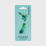 Badges - New Zealand Map - Set of 2