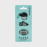 Black Rugby Badges - Set of 3