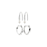 Morin Earrings 2-In-1 Set, Silver-Plated