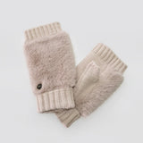 Fur Back Knit -  Fingerless Gloves