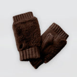 Fur Back Knit -  Fingerless Gloves
