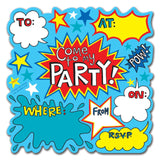 Super Hero Die Cut Pary Invites Pkt 8