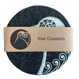 Kiwi On Dark Grey Set of 4 - Ecofelt Coaster