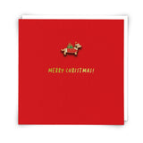 Xmas Sausage Dog - Christmas Pin Card