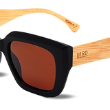 Noode Sunglasses - Black w/ Wooden Arms