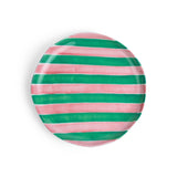 Ceramic Side Plate - Pink & Green Stripe