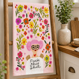 Fuck This Shit Grumpy Angel Dish Towel