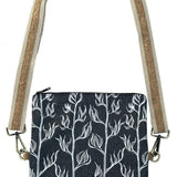 Harakeke White on Dark Grey - Cork Fabric Bag