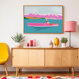 The Earnslaw in Pink with the Remarkables Mountain - Print