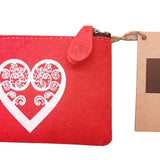 Aroha white on Red - Ecofelt Purse
