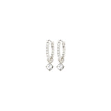 Joa Crystal Hoop Earrings - Silver Plated