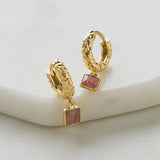 Mikayla Hoop - Gold - Strawberry Quartz