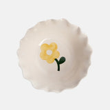 Pink Outside Stripe Yellow Flower - Frilly Bowl