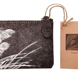 Coastal Toetoe - White On Grey - Ecofelt Purse