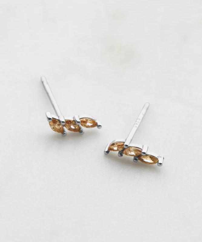 Triple Crystal Stud - Earrings