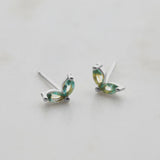 Double Crystal  Stud - Blue