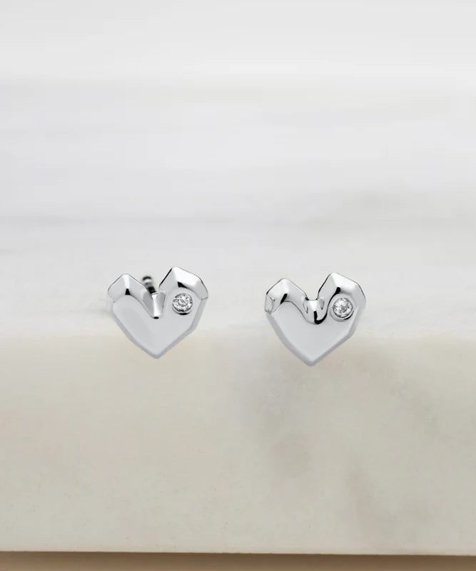 Crystal Heart Stud Earrings