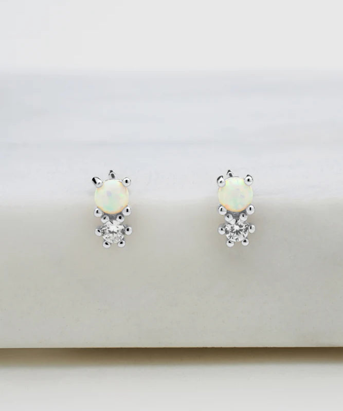 Crystal & Opal Cluster Stud Earrings