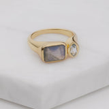 Hazel Ring - Labradorite/Blue Topaz