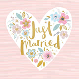 Just Married Floral Heart - Card