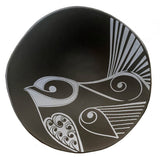 Piwakawaka White On Black - 7cm Porcelain Bowl