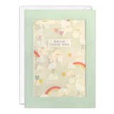 Rainbow Storks Baby Shakie Card