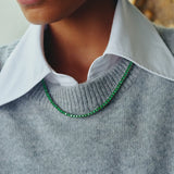 Tennis Necklace Green Steel