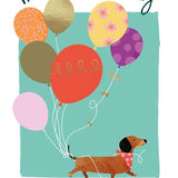 Happy Birthday Dog With Balloons - Birthday Card