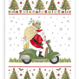 Santa On Scooter  - Christmas Tags