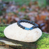 Blue Hematite Arrows Lava Stone Bracelet